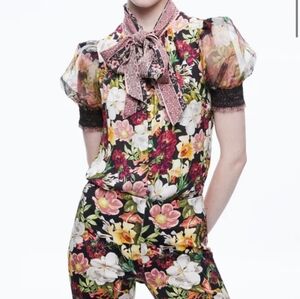 Alice + Olivia Brentley Puff Sleeve Blouse